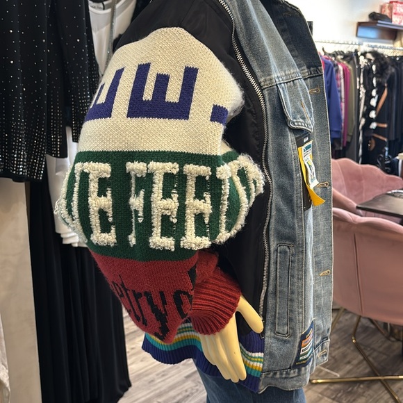 Denim fringe  multi colored jacket - Picture 4 of 13